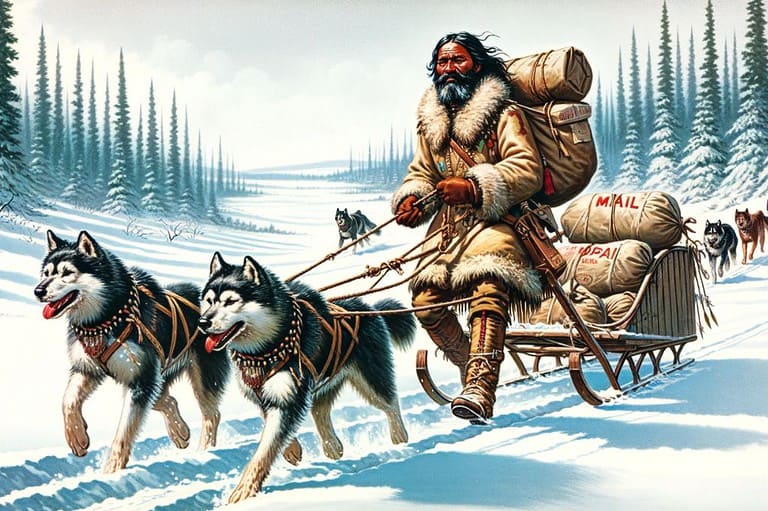 Embark on the thrilling tale of John Beargrease, the mail carrier who transformed Minnesota's treacherous trails into routes of resilience! Digital art by Jack and Kitty Norton.