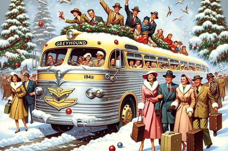 A nostalgic journey through the history of Greyhound Bus Lines and discover how it shaped American travel and connected hearts! Digital art by Jack and Kitty Norton.