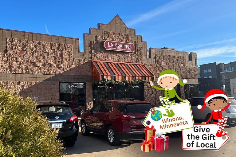 La Boutique in Winona, MN. Exterior of store with plenty of free parking.