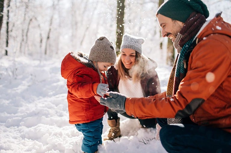 A family in Stillwater MN on a winter day.