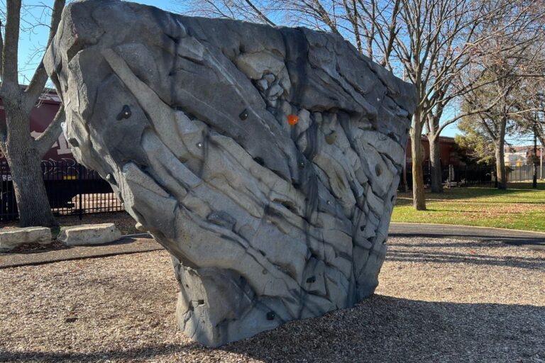 Huge boulder for climbing at Winona, Minnesota's Outdoor Bouldering Park