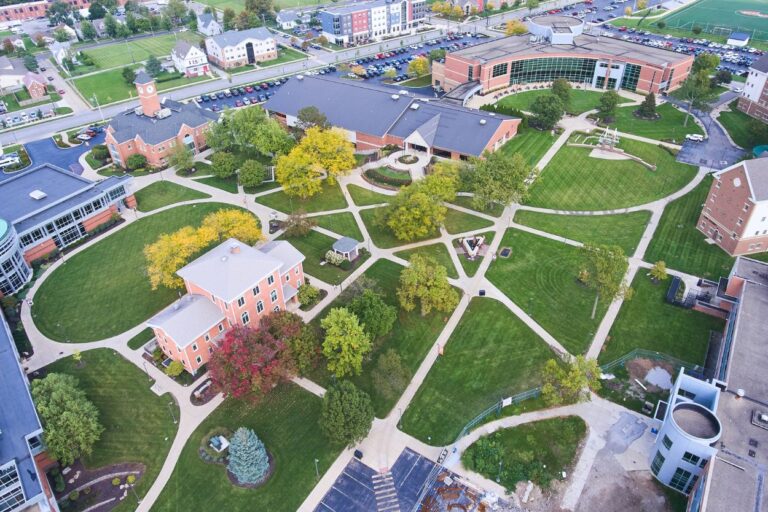 Drone photo of a big Minnesota colleges campus