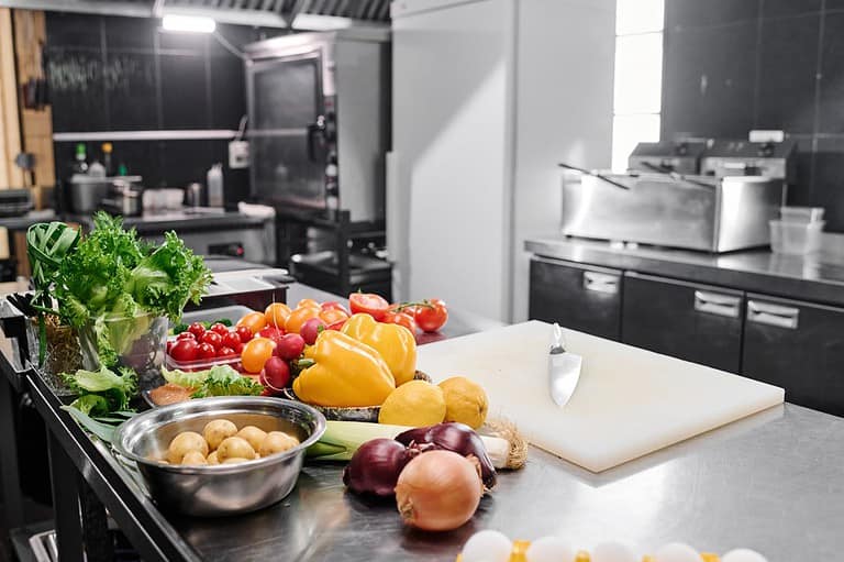 Colorful vegetables in a cook's kitchen ready to be prepared by a chef. Lovechild restaurant of La Crosse, Wisconsin, is now recognized as one of the top dining experiences in the country!