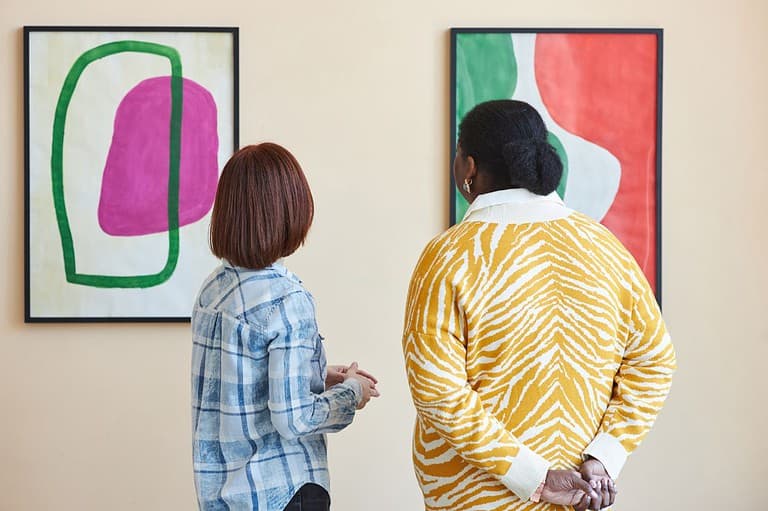 To people look at modern art