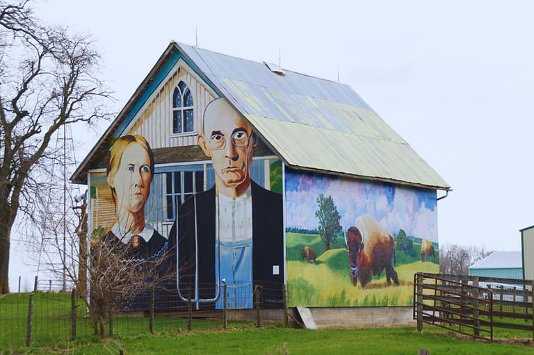 American Gothic Barn in Iowa. Photo by: Lewblank. You won't believe what's hiding in this Iowa barn! A must-see masterpiece for art lovers and road trippers alike.
