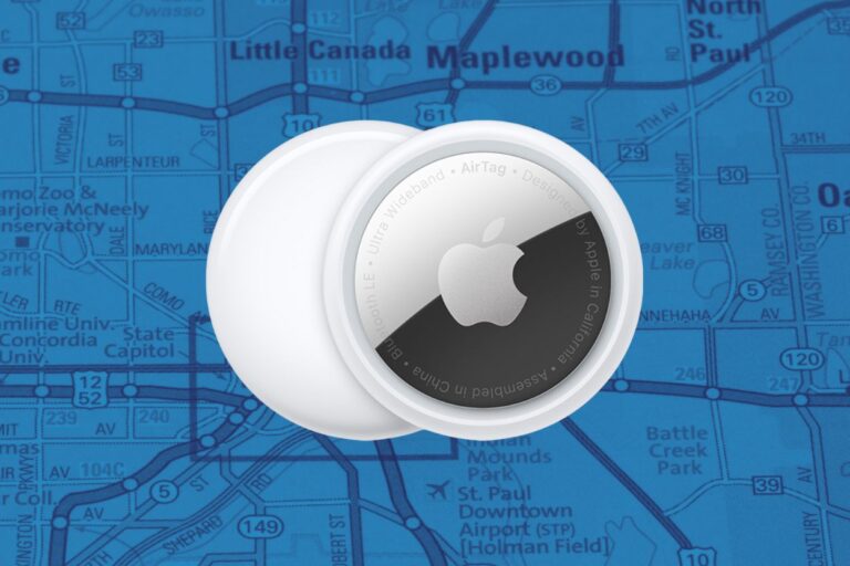 Apple AirTag on top of a map of the Twin Cities in Minnesota. Ever thought of using an AirTag to find your way back to your hotel in a new city? It's a simple travel trick that will change your life!
