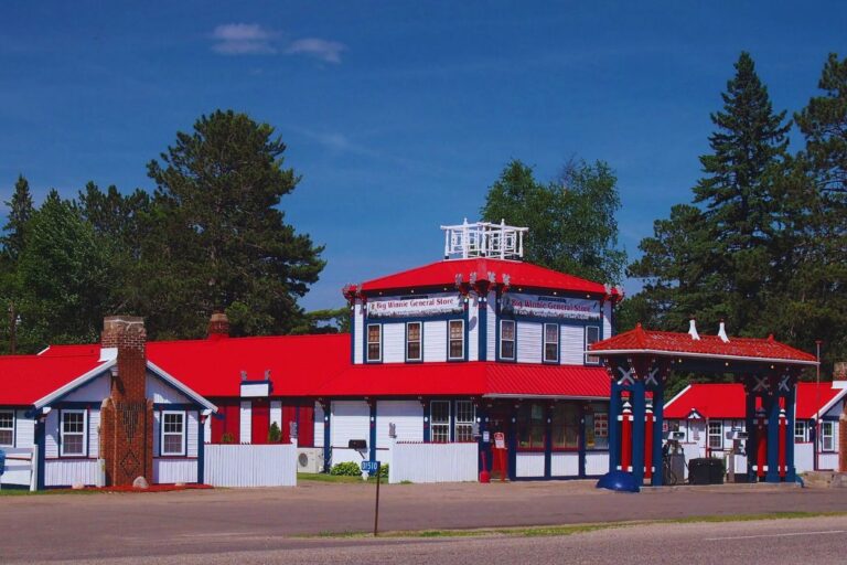 Big Winnie Store on a sunny summer day. Delve into the haunted history of the Big Winnie Store in Bena, Minnesota and experience the thrill of uncovering its ghostly secrets!