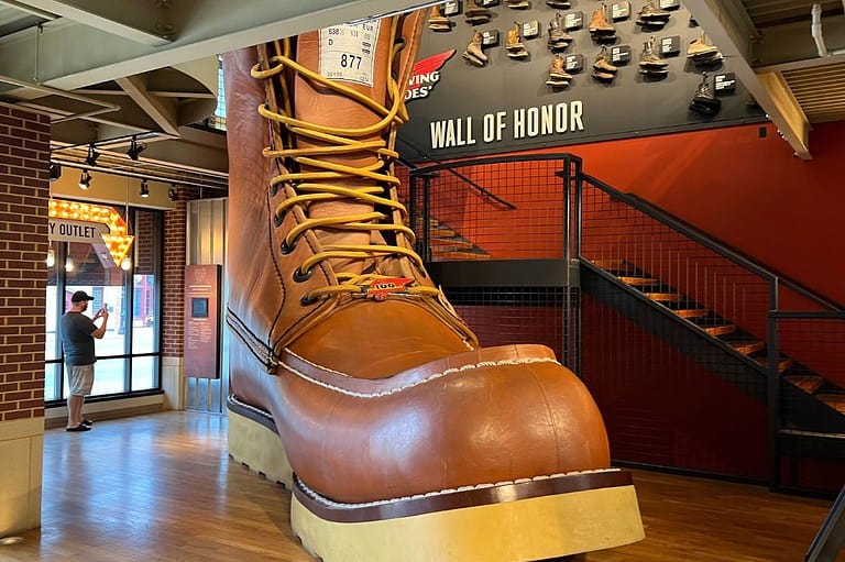 Red Wing Shoe Museum in Red Wing, MN. The World's Largest Boot. Explore the quirky side of Minnesota with these unusual museums! From a hoarder's haven to a SPAM sanctuary, get ready for strange adventures!