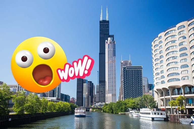 Willis Tower in Chicago, IL with shocked emoji. From its incredible height to its unique attractions, this skyscraper is full of surprises that will leave you in awe of the Willis Tower.