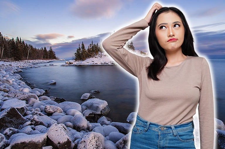 Confused woman on the North Shore of Minnesota. Discover why Minnesota is called The North Star State and all the amazing things the Land of 10,000 Lakes has to offer!