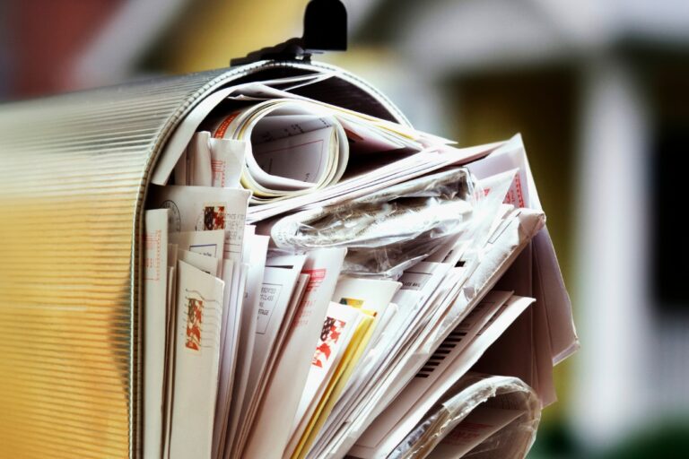 Very full mailbox. Don't let your mail pile up while you're away! Check out our guide to secure your deliveries on your next trip!